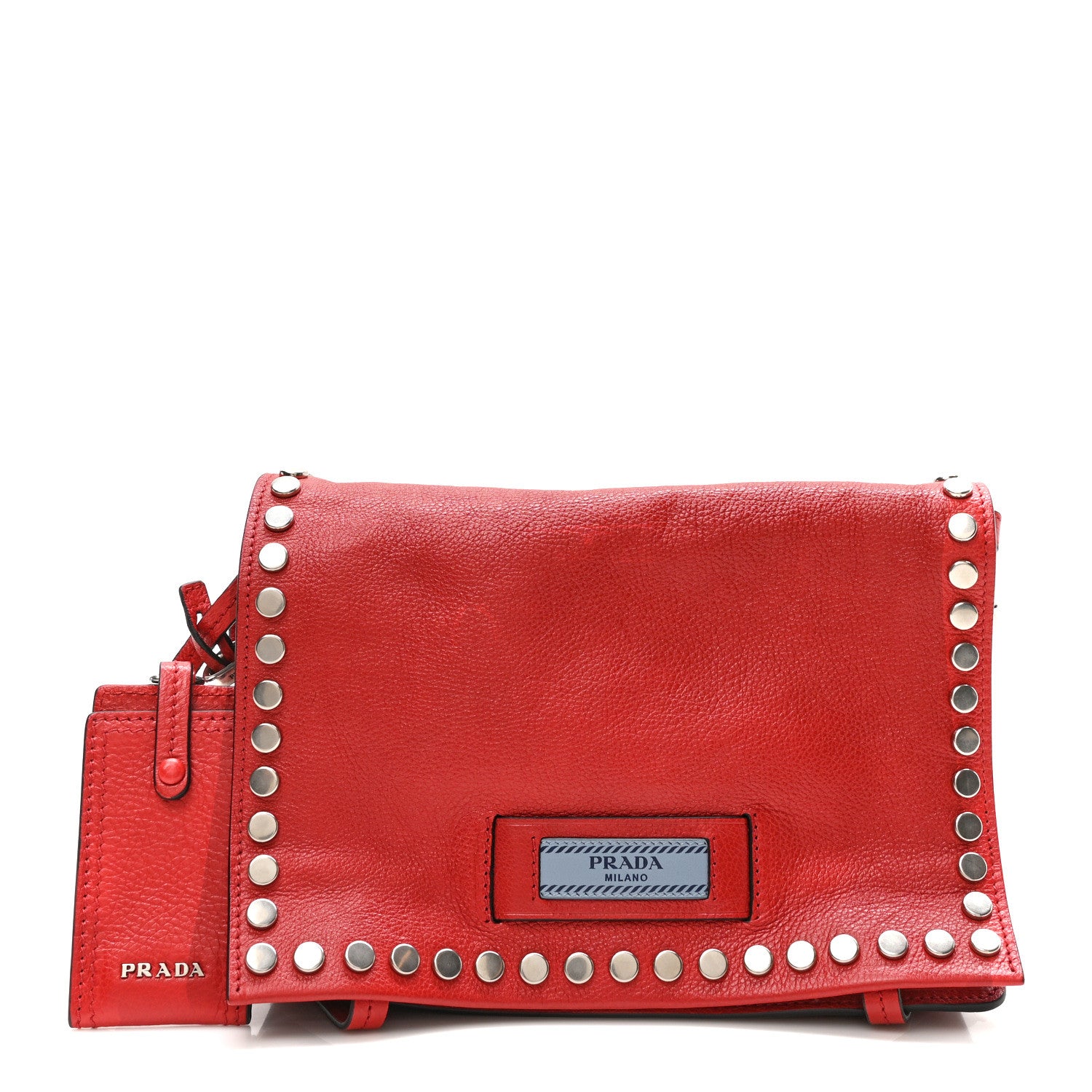 Prada Glace Calf Studded Etiquette Flap Fuoco Astrale 1 of 9