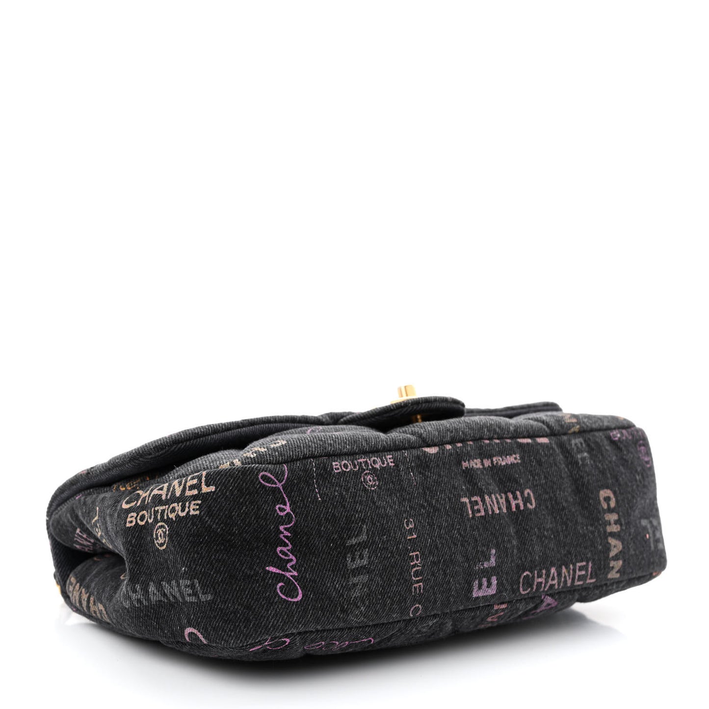 Denim Quilted Denim Mood Large Flap Black Multicolor