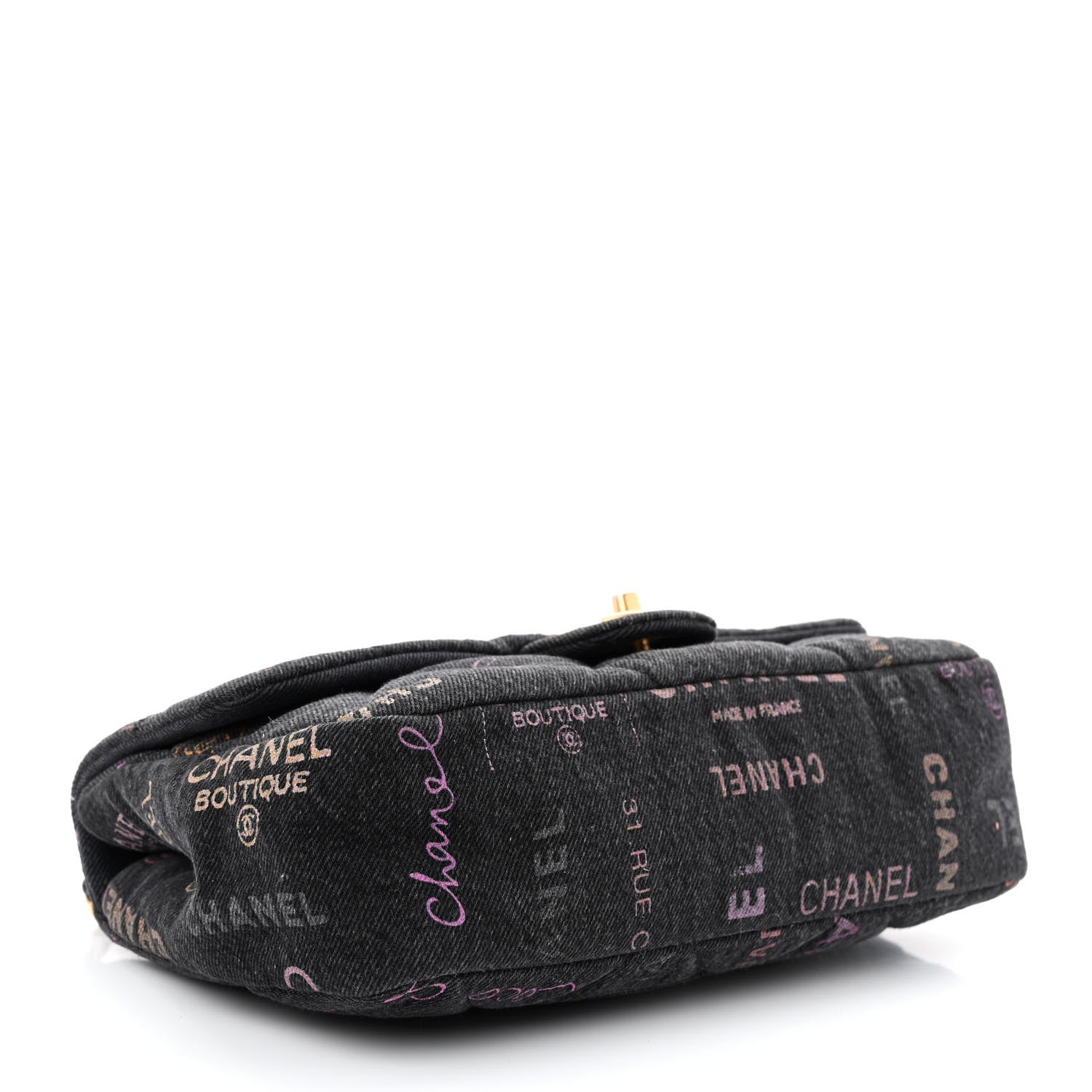 Chanel Denim Quilted Denim Mood Large Flap Black Multicolor 4 of 10