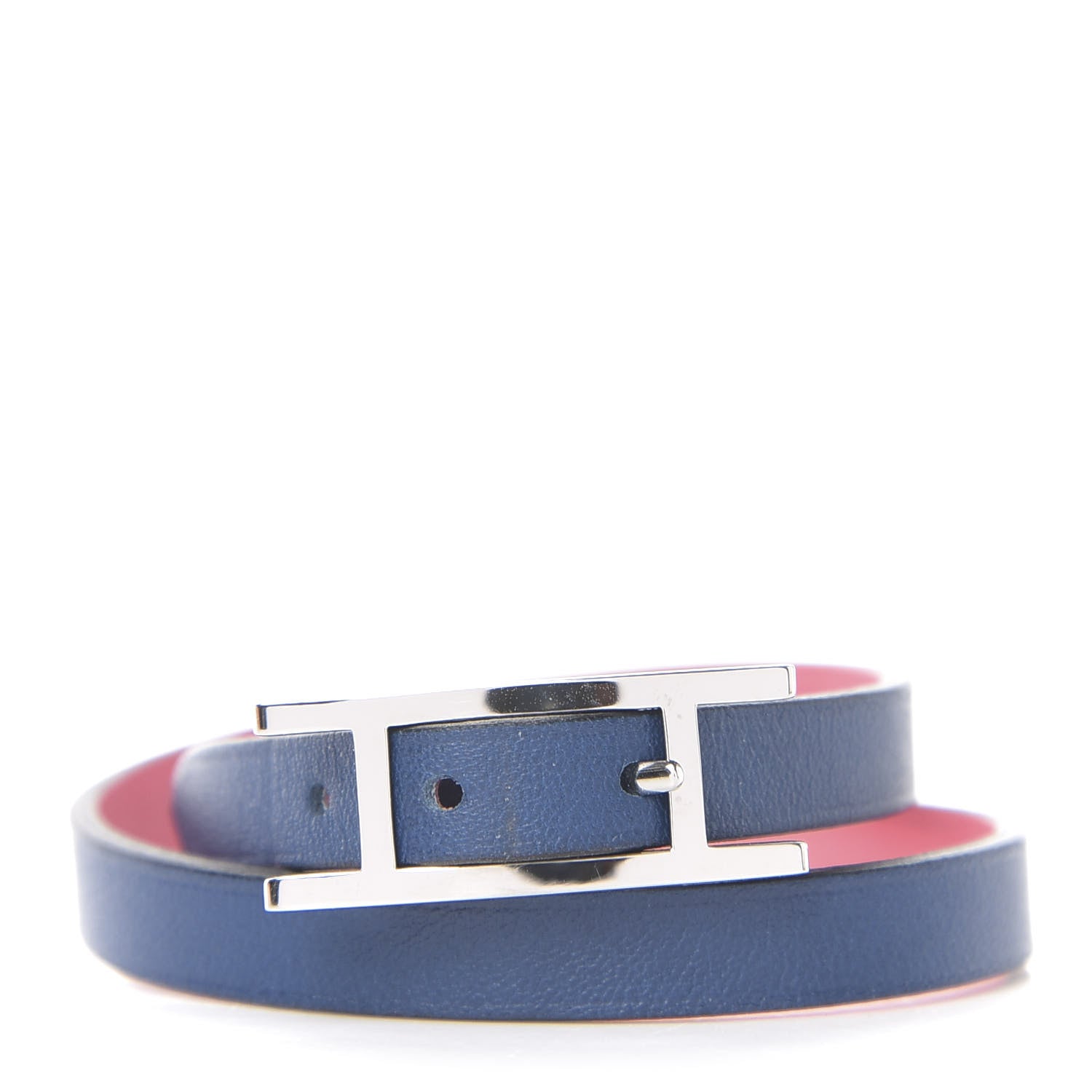 Hermes Swift Behapi Double Tour Bracelet T2 Deep Bleu Rose Azalee 1 of 5