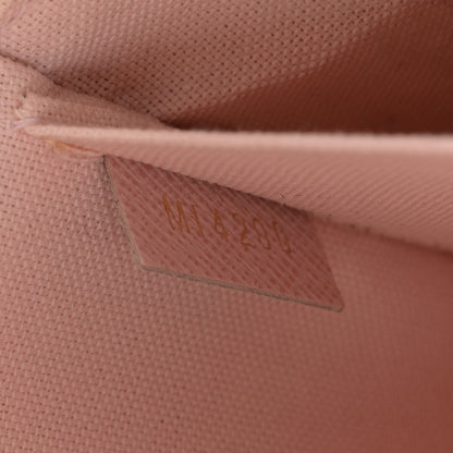 Louis Vuitton Damier Azur Pochette Felicie Chain Wallet Rose Ballerine 9 of 17