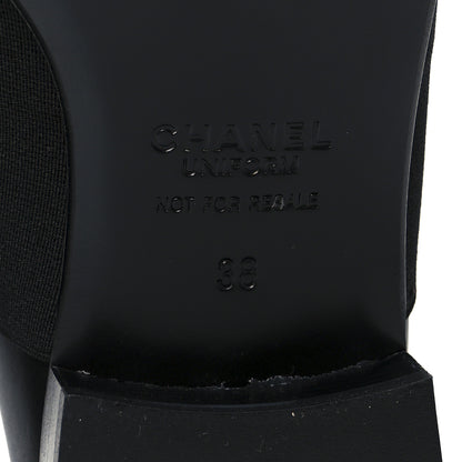 Chanel Calfskin Elastic Lace Up Cap Toe CC Loafers 38 Black 8 of 9