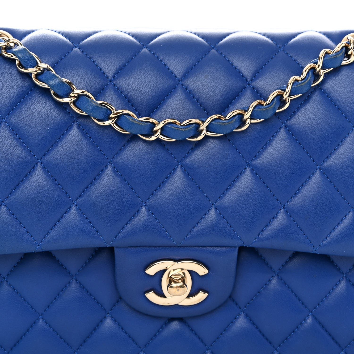 Chanel Lambskin Quilted Medium Double Flap Royal Blue 8 of 10