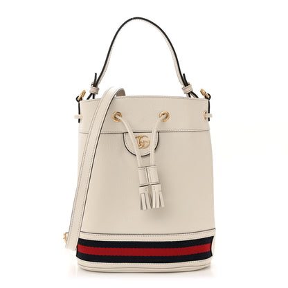 Gucci Glazed Textured Calfskin Web Small Ophidia Bucket Bag Mystic White 1 of 12