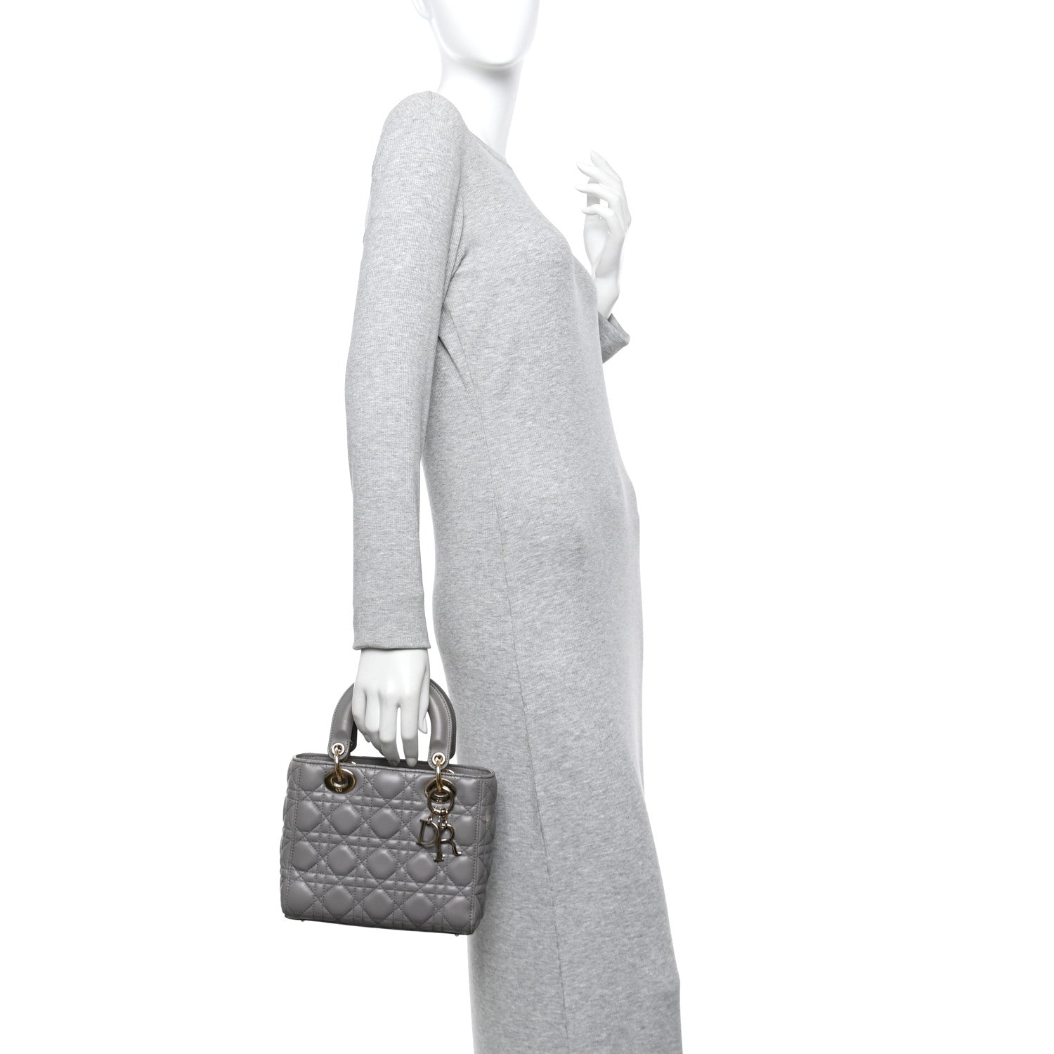 Christian Dior Lambskin Cannage Small Lucky Badges My Lady Dior Grey 2 of 11