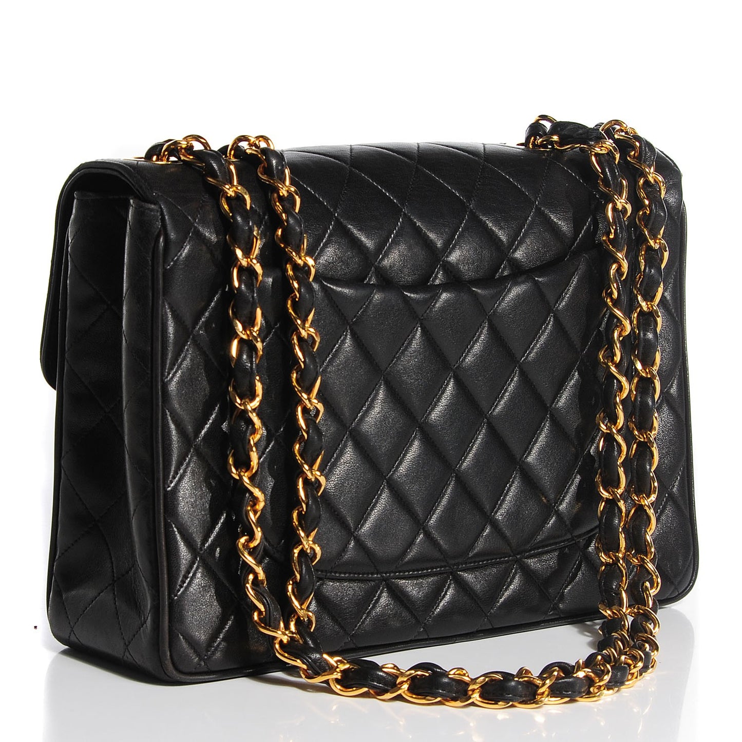 Lambskin Quilted Jumbo Flap Black