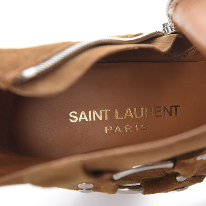 Saint Laurent Suede Curtis Harness Ankle Booties 39.5 Tan 6 of 12