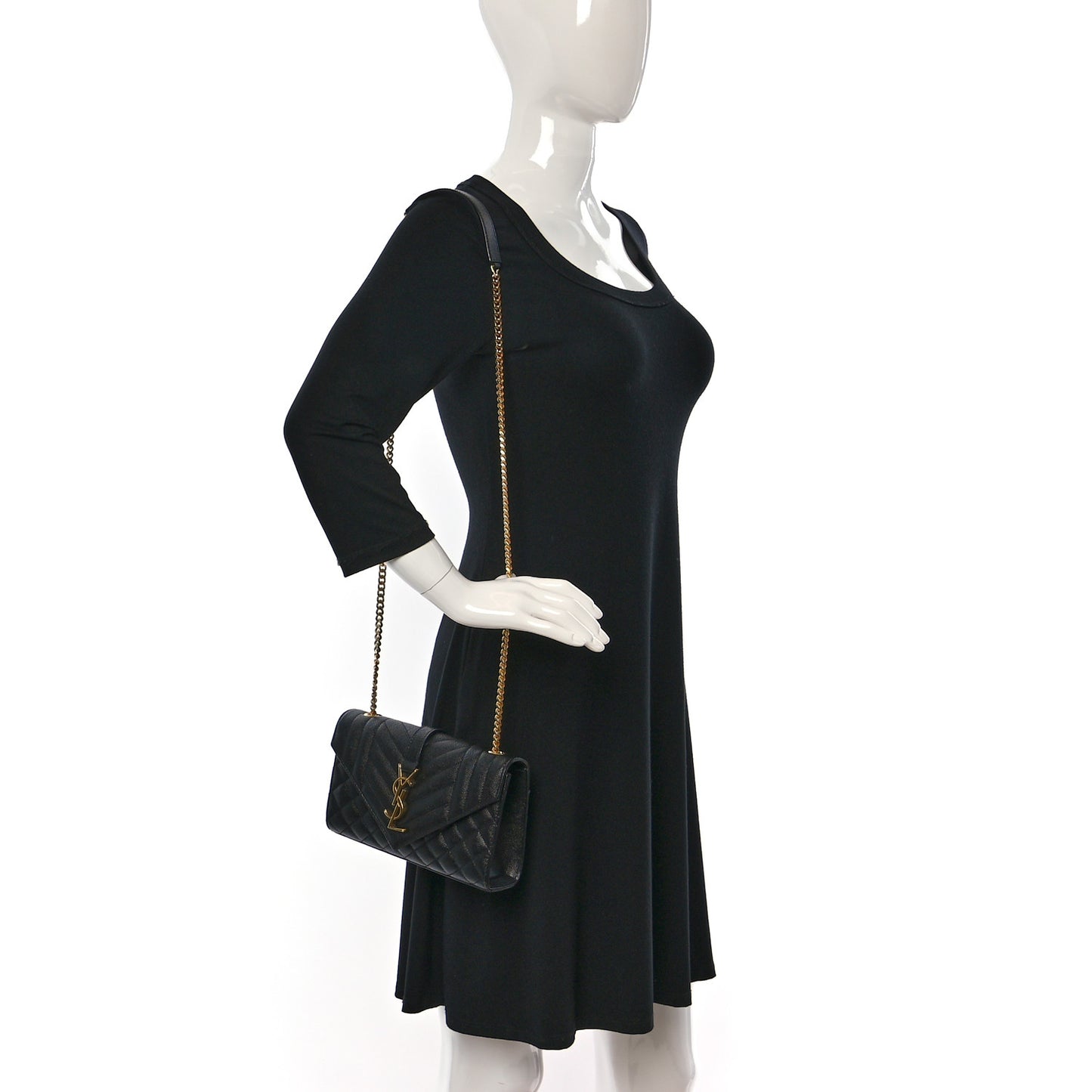 Grain De Poudre Textured Mixed Matelasse Triquilt Small Monogram Satchel Black