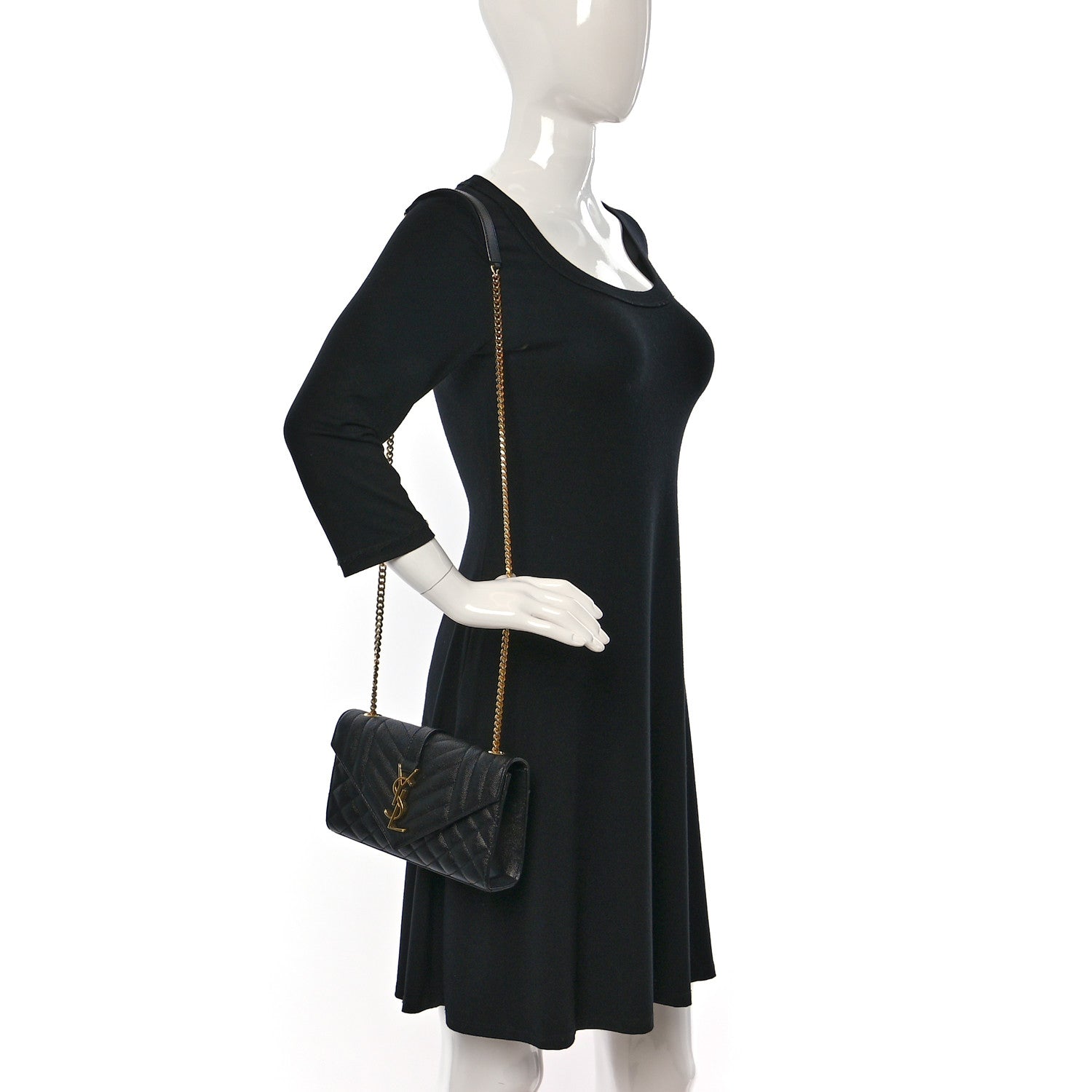 Saint Laurent Grain De Poudre Textured Mixed Matelasse Triquilt Small Monogram Satchel Black 2 of 8
