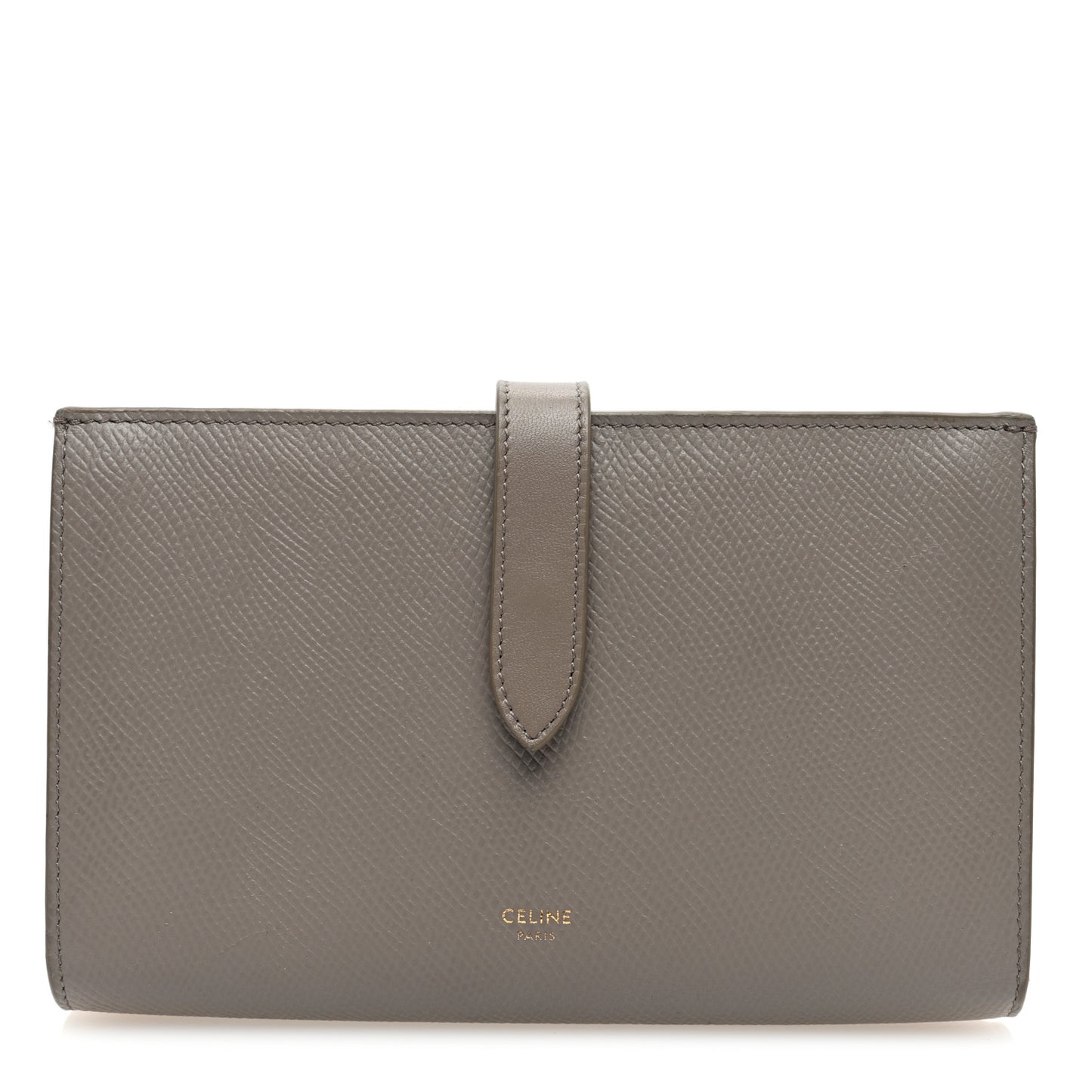 Grained Calfskin Large Multifunction Strap Wallet Pebble