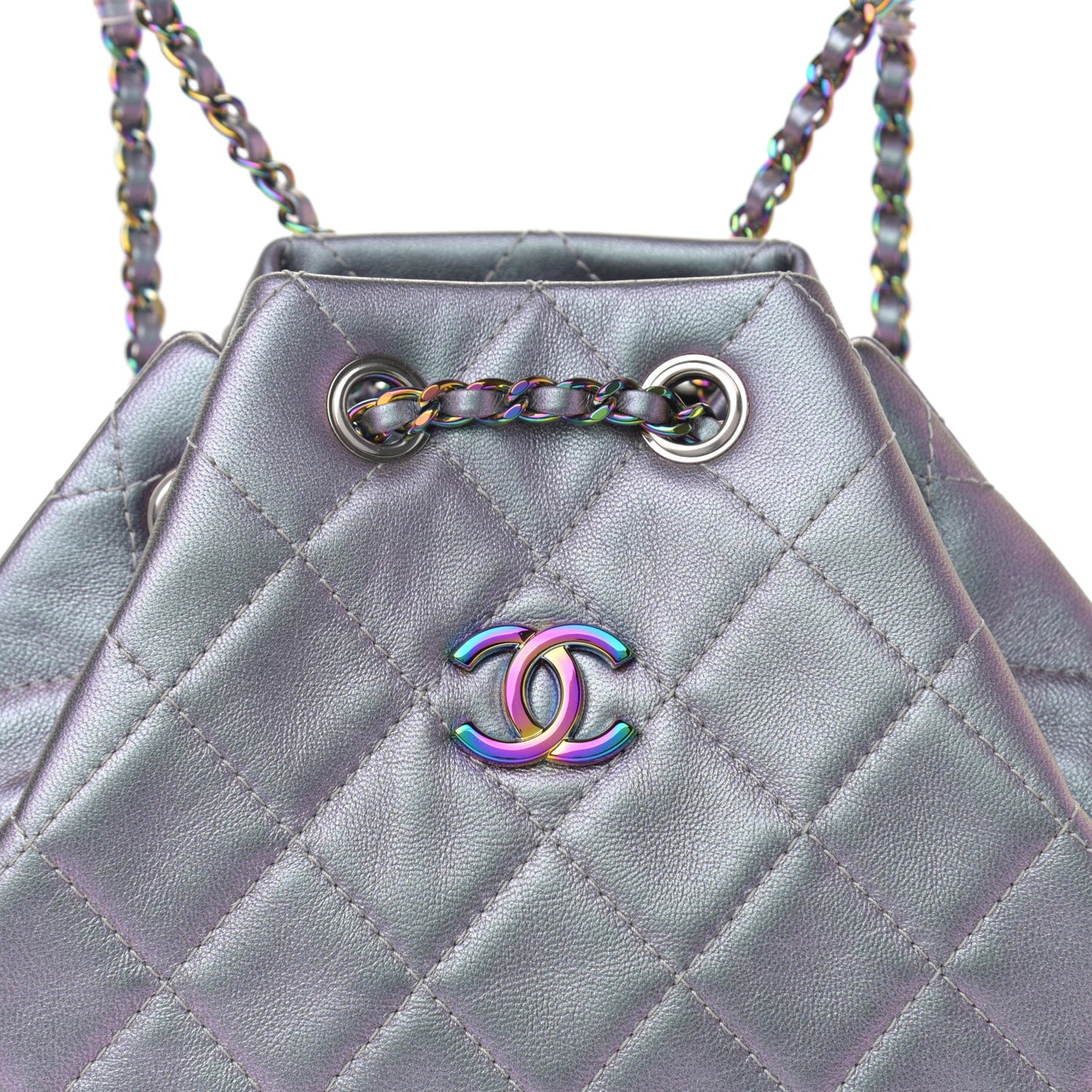 Iridescent Lambskin Calfskin Small Quilted Gabrielle Backpack Light Purple