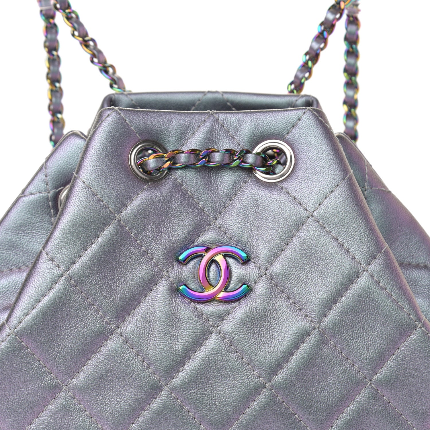 Chanel Iridescent Lambskin Calfskin Small Quilted Gabrielle Backpack Light Purple 8 of 12