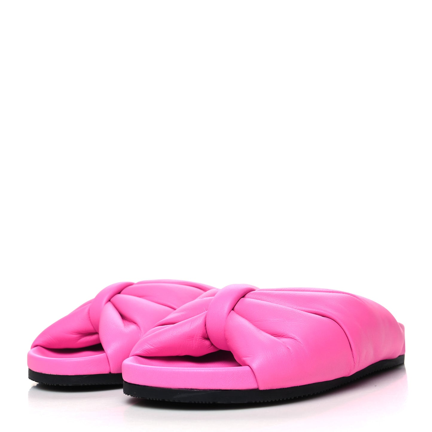 Smooth Nappa Logo Puffy Slide Sandals 36 Fluo Pink White