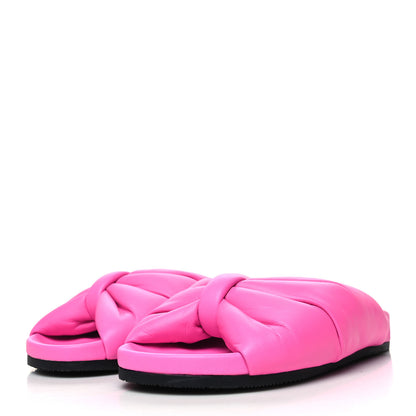 Balenciaga Smooth Nappa Logo Puffy Slide Sandals 36 Fluo Pink White 3 of 9