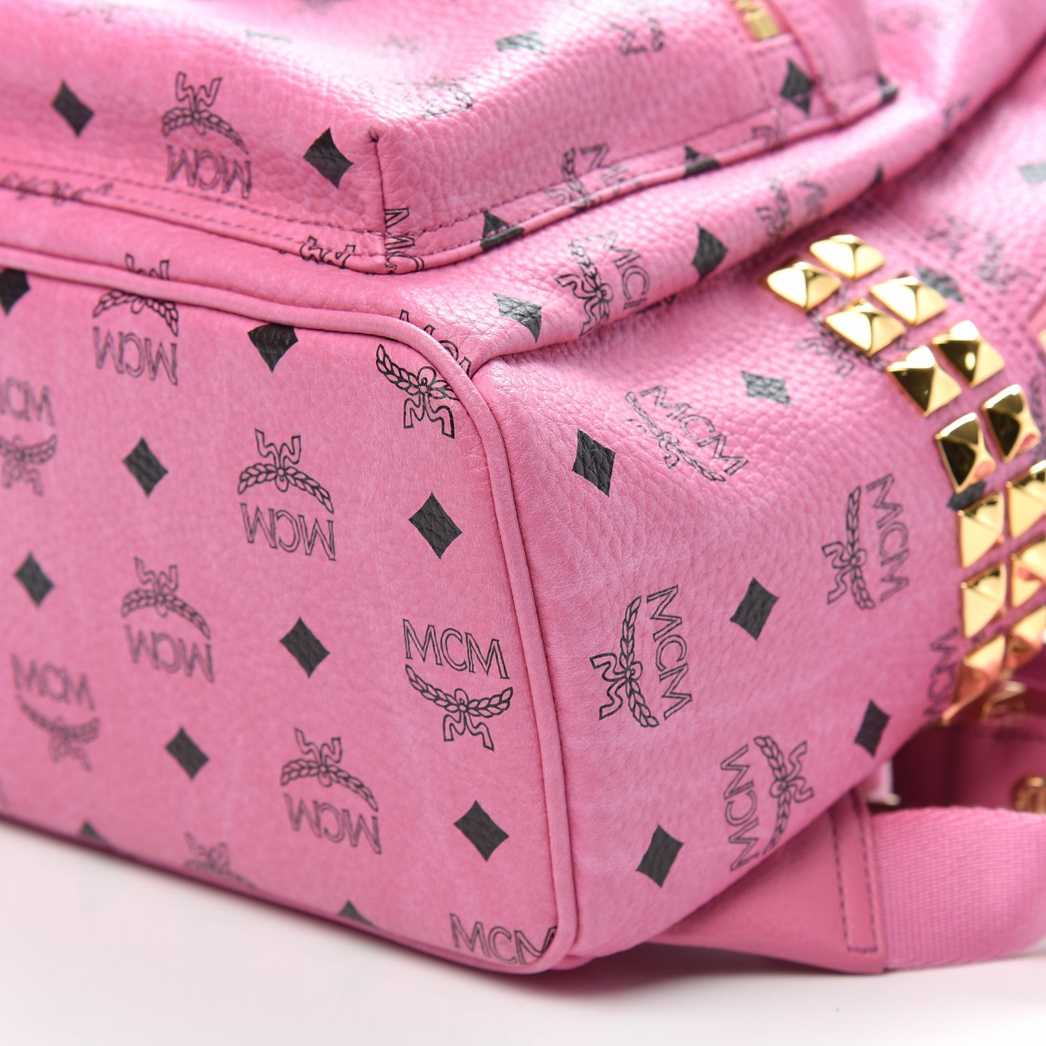 MCM Visetos Small Side Stud Stark Backpack Pink 7 of 7