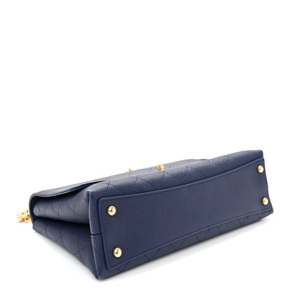 Chanel Caviar Diamond Stitched Top Handle Flap Navy 4 of 10