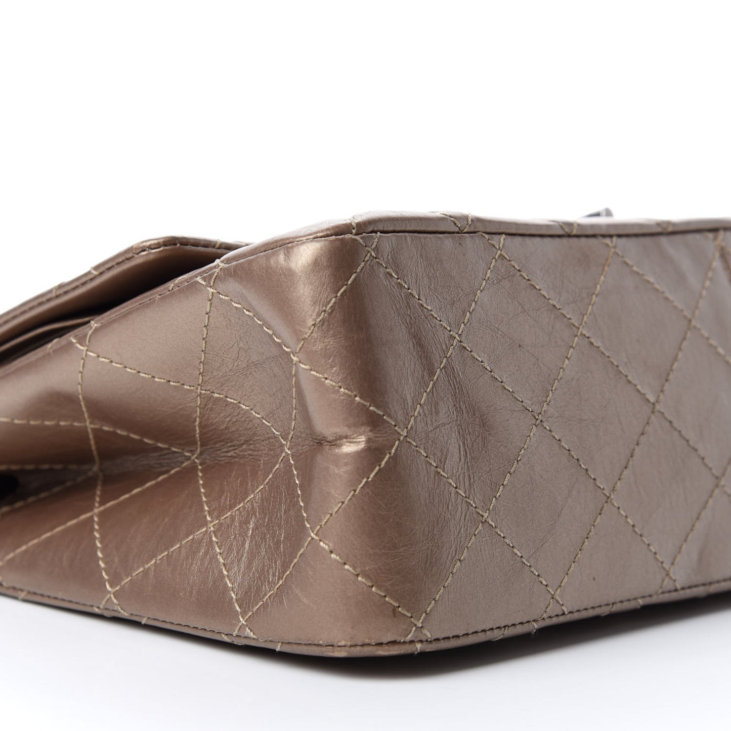 Metallic Aged Calfskin Quilted 2.55 Reissue 227 Flap Dark Gold