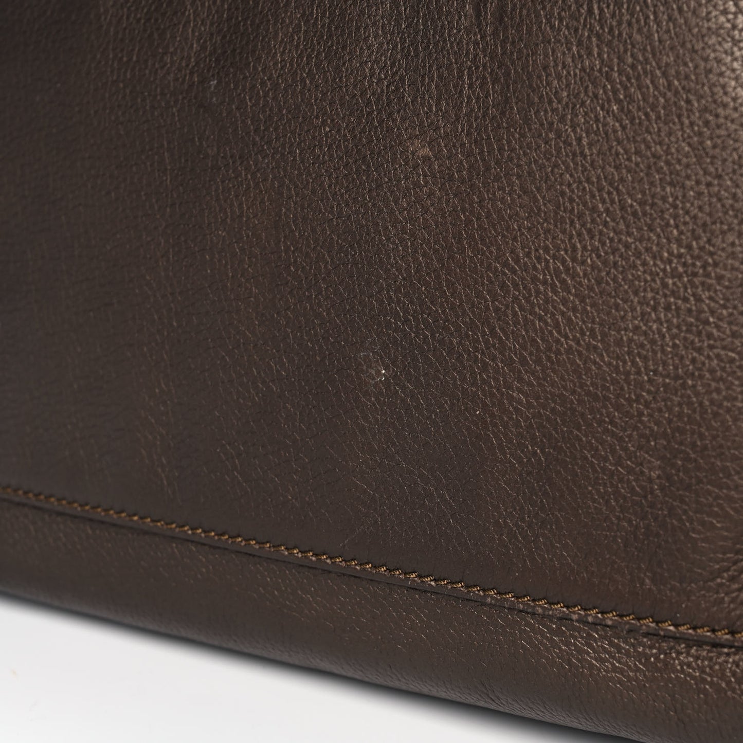 Metallic Deerskin Large Luxe Ligne Bowler Bronze