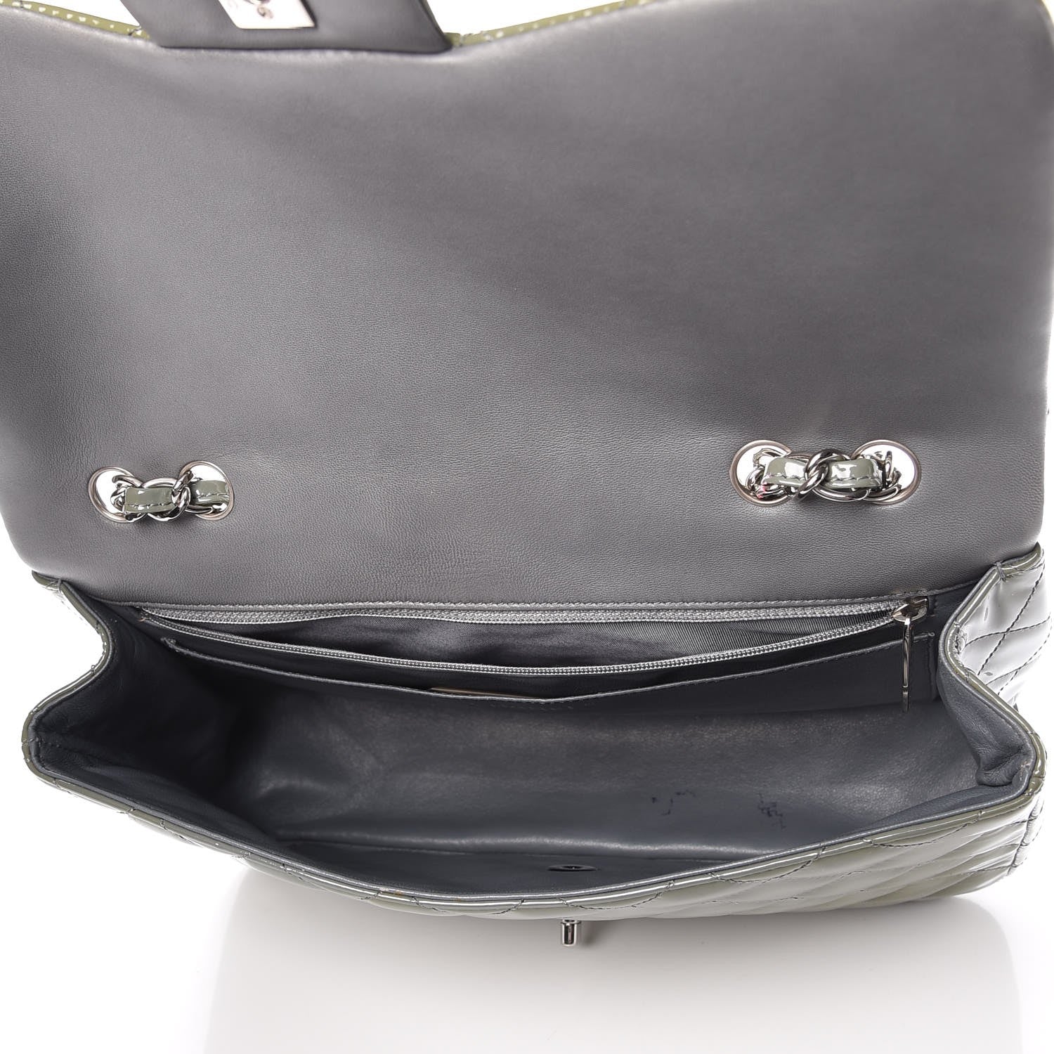Chanel Patent Quilted Jumbo Single Flap Grey 6 of 12