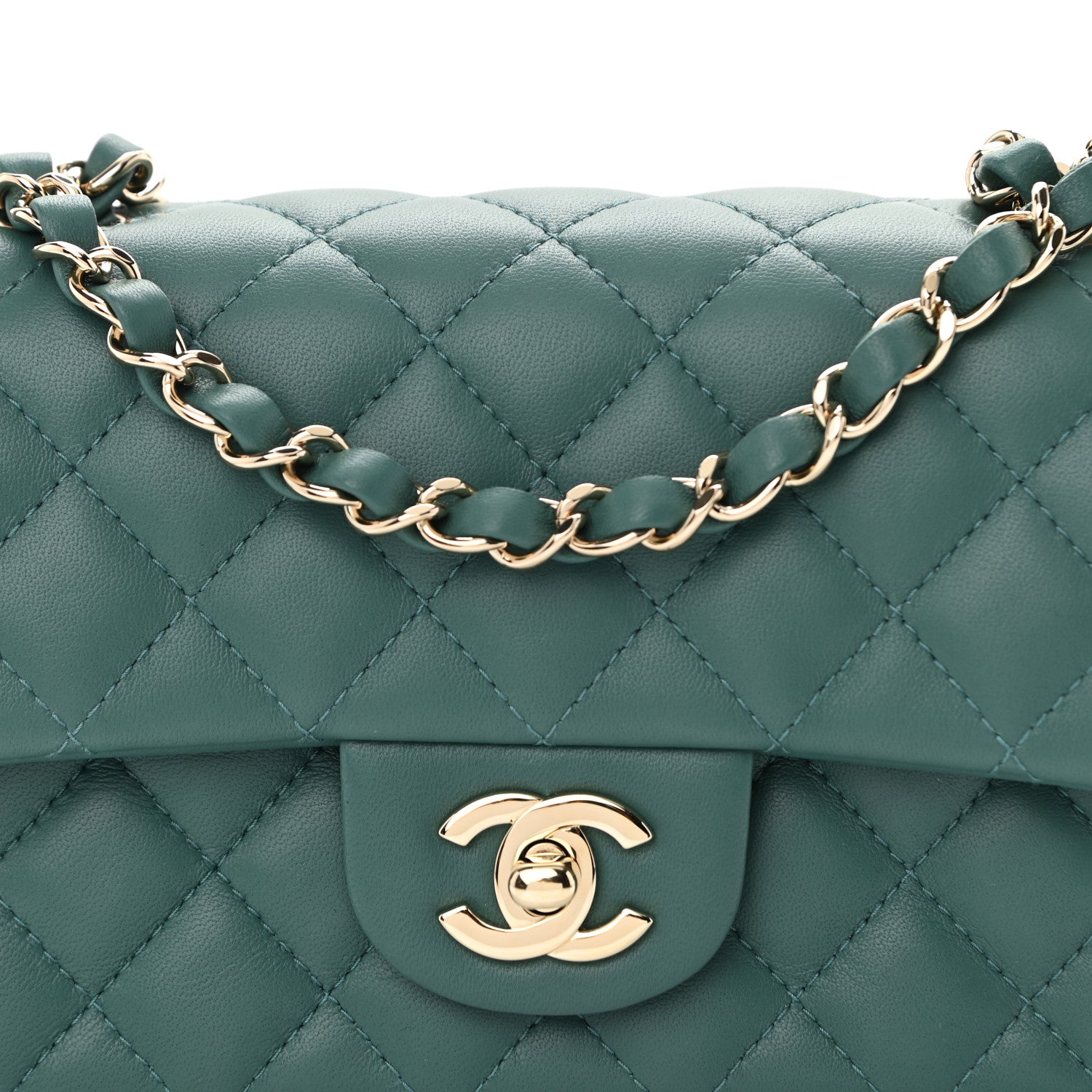 Chanel Lambskin Quilted Mini Rectangular Flap Green 8 of 11