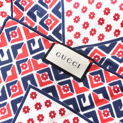 Gucci Silk Twill Plainmetric Square Scarf Ivory Blue 3 of 5