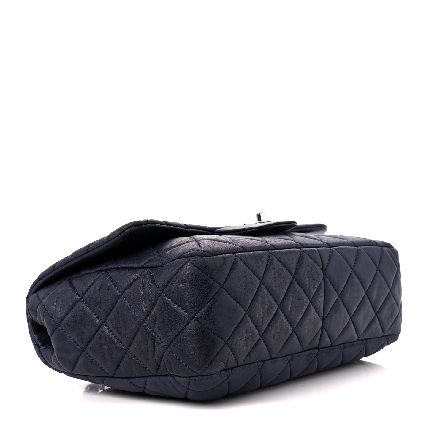 Lambskin Quilted Jumbo Single Flap Navy