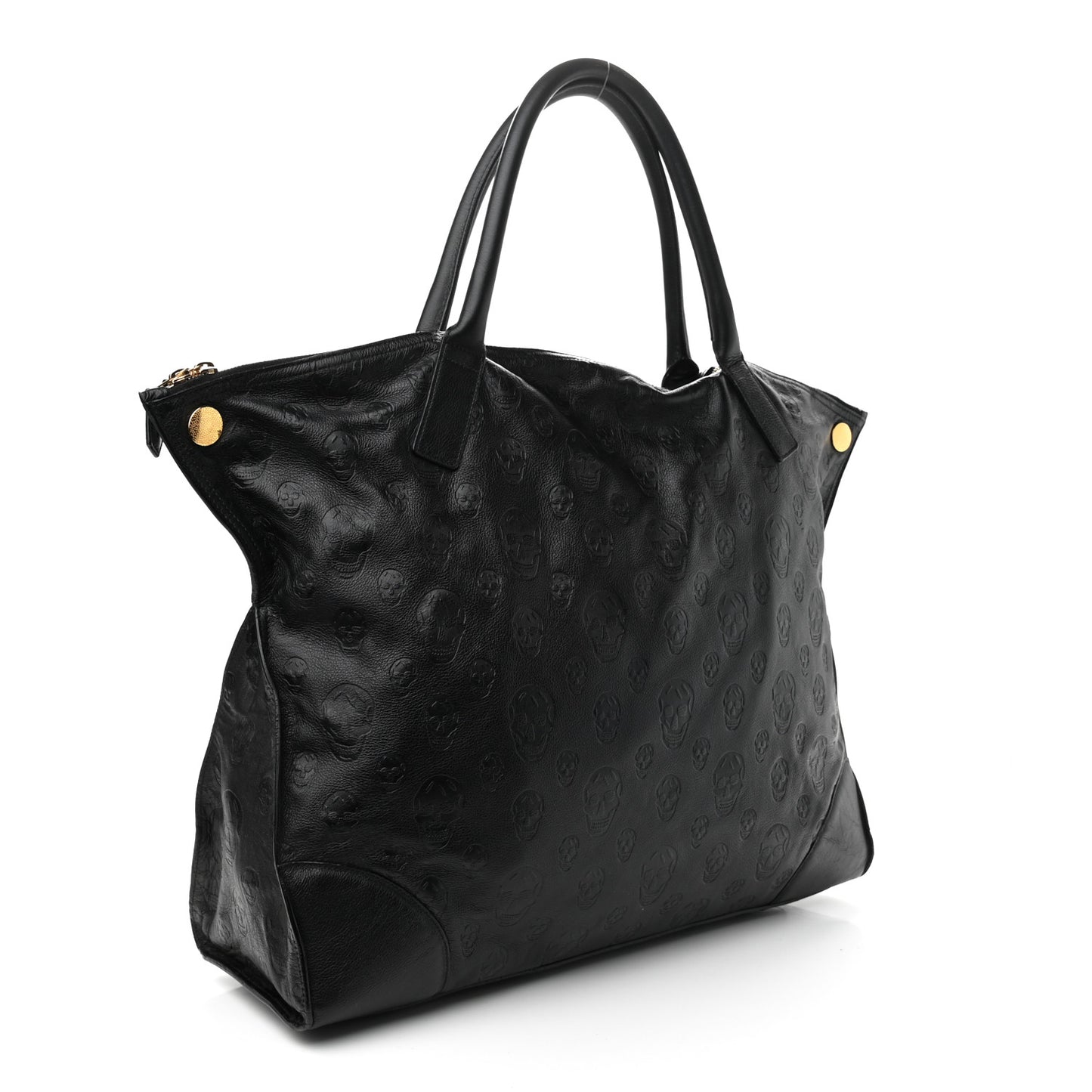 Calfskin Skull Embossed De Manta Tote Black