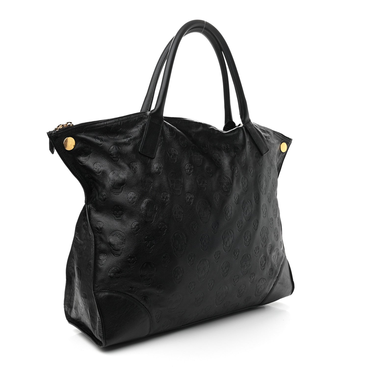 Alexander McQueen Calfskin Skull Embossed De Manta Tote Black 3 of 9