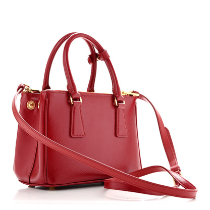 Prada Saffiano Vernice Mini Galleria Double Zip Tote Scarlatto 3 of 9