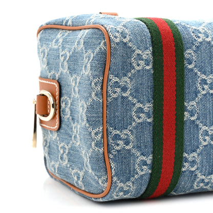 Gucci GG Denim Calfskin Web Mini GG Top Handle Bag Light Blue White 8 of 9