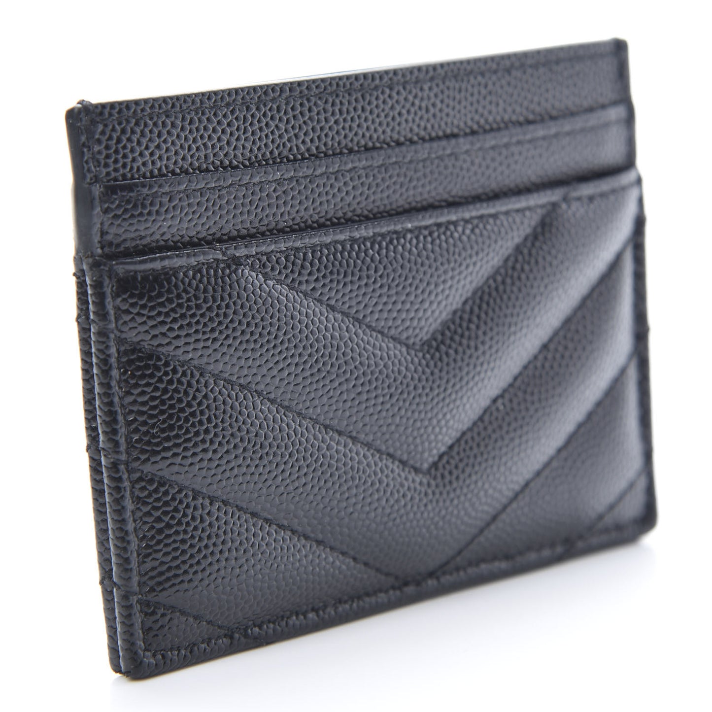 Grain De Poudre Matelasse Chevron Monogram Credit Card Case Black