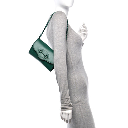 Gucci Azalea Calfskin Web Monochrome Mini Horsebit 1955 Chain Shoulder Bag Emerald 2 of 10