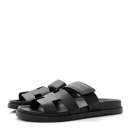 Hermes Calfskin Womens Chypre Sandals 38 Black 3 of 9