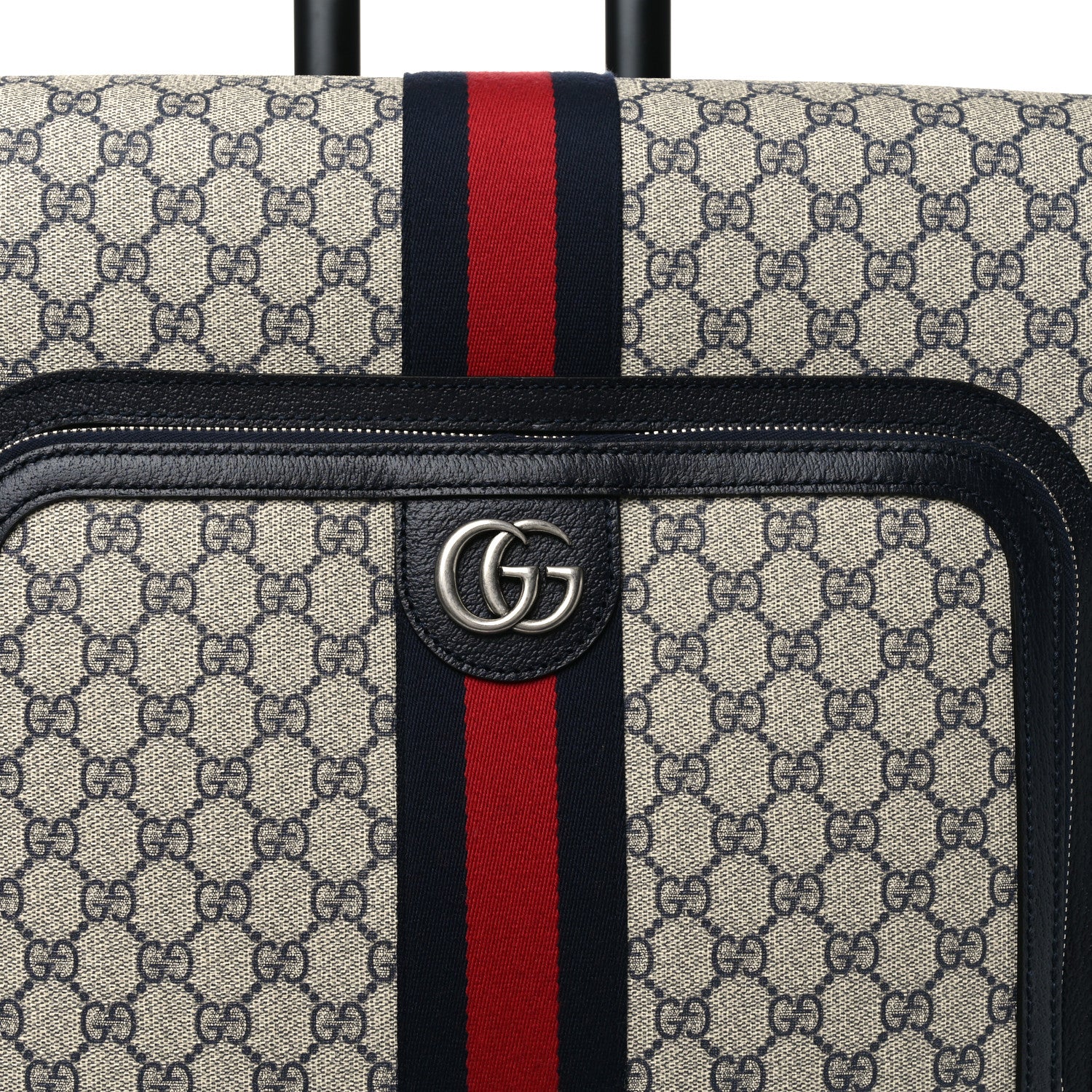 Gucci GG Supreme Monogram Textured Dollar Calfskin Web Savoy Cabin Plus Trolley Beige Blue 7 of 9