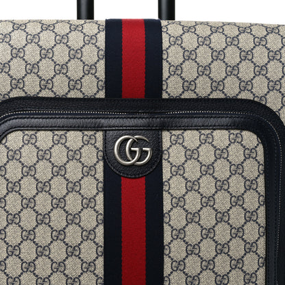 Gucci GG Supreme Monogram Textured Dollar Calfskin Web Savoy Cabin Plus Trolley Beige Blue 7 of 9