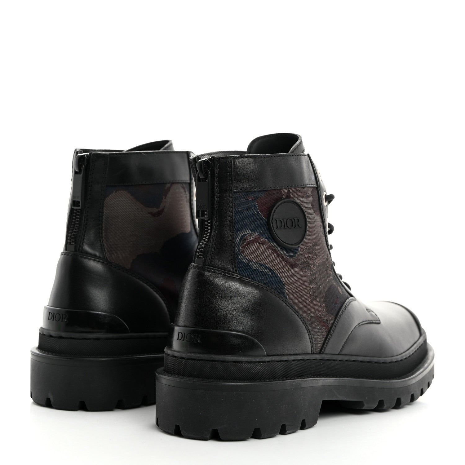 Christian Dior X Peter Doig Calfskin Camouflage Explorer Mens Boots 41 Black Multicolor 4 of 8