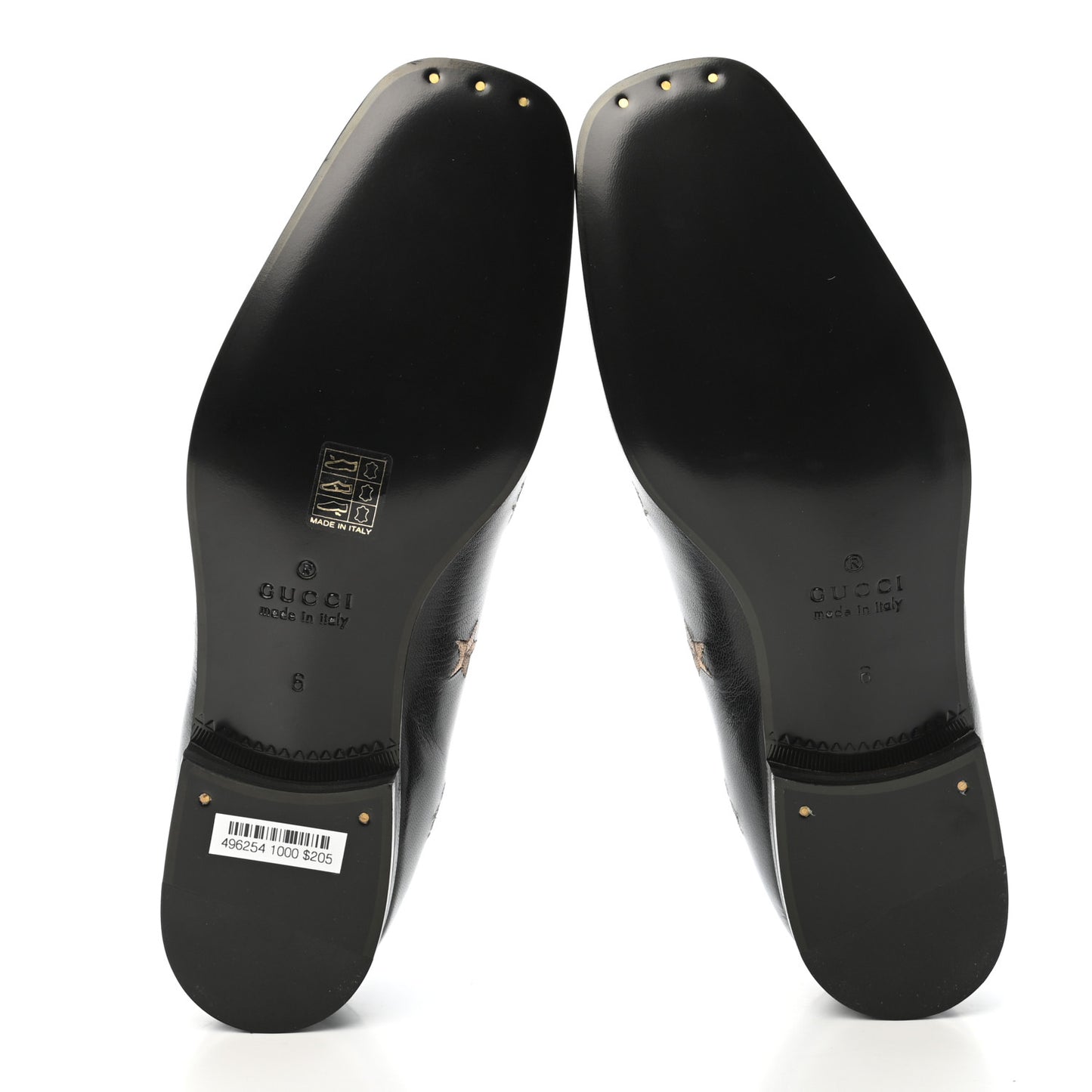 Calfskin Bee Star Embroidered Mens Slip On Loafers 6 Black