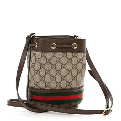 Gucci GG Supreme Monogram Web Mini Ophidia Bucket Bag Brown 3 of 10
