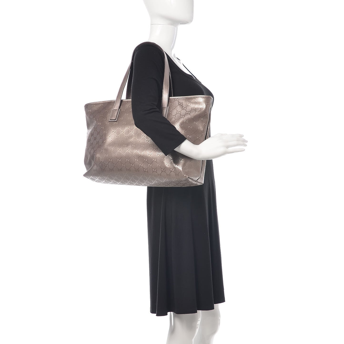 Imprime Monogram Medium Zippered Shopping Tote Pewter