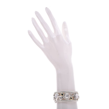 David Yurman Sterling Silver 18K Yellow Gold Diamond Sapphire Agate Moonstone Quartz Mosaic Cuff 2 of 4