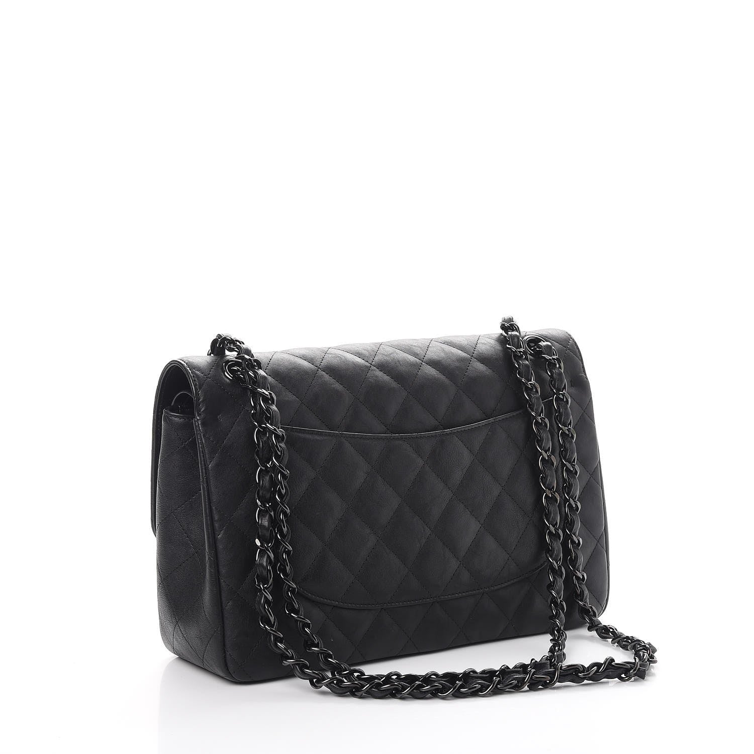 Chanel Crumpled Calfskin Quilted Jumbo Double Flap So Black 4 of 10