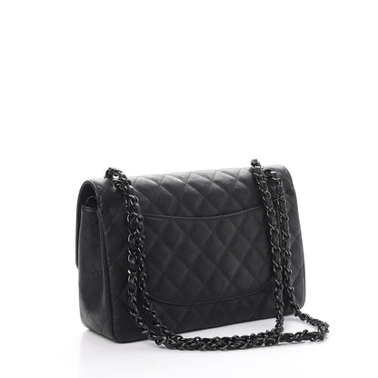 Chanel Crumpled Calfskin Quilted Jumbo Double Flap So Black 4 of 10