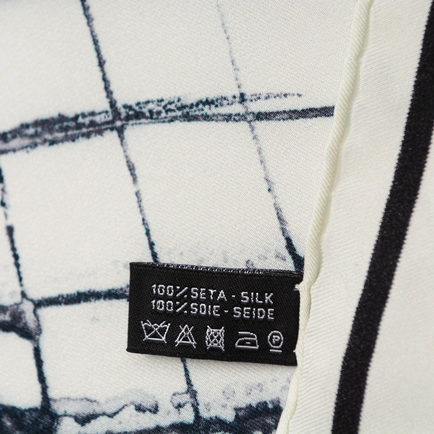 Chanel Silk X-Ray Scarf White Black 4 of 5