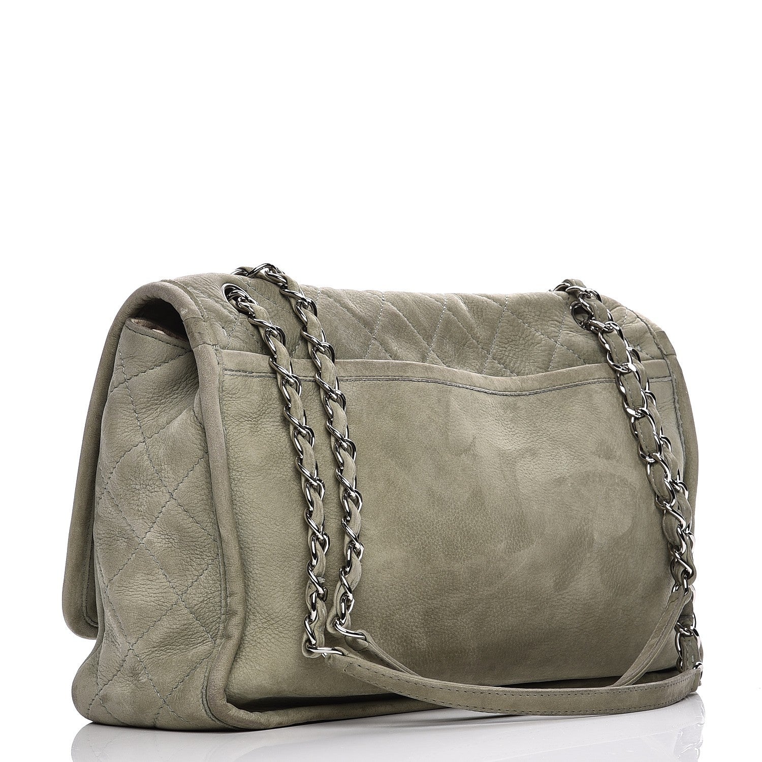 Chanel Ultra Soft Suede Calfskin Large Natural Beauty Flap Khaki 3 of 7
