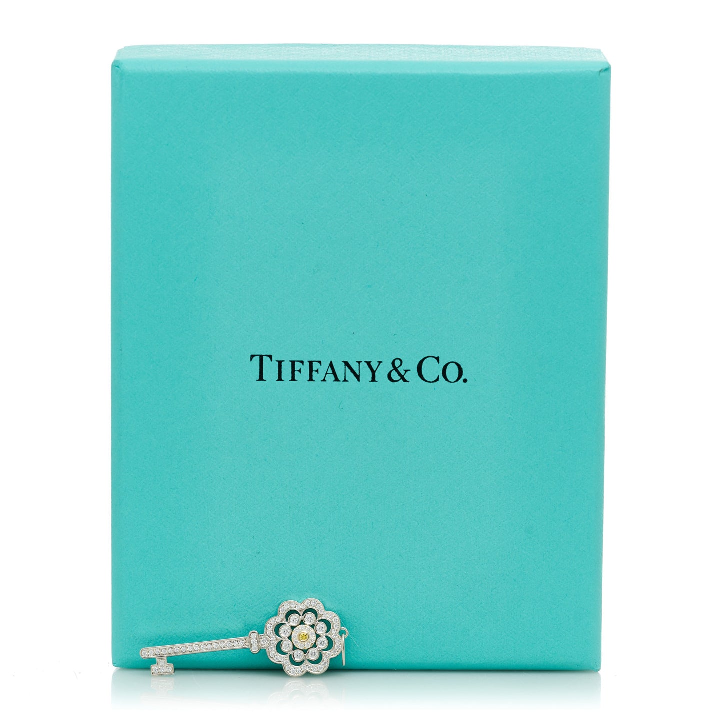 Platinum 18K Yellow Gold Diamond Fancy Yellow Diamond Rose Key Pendant