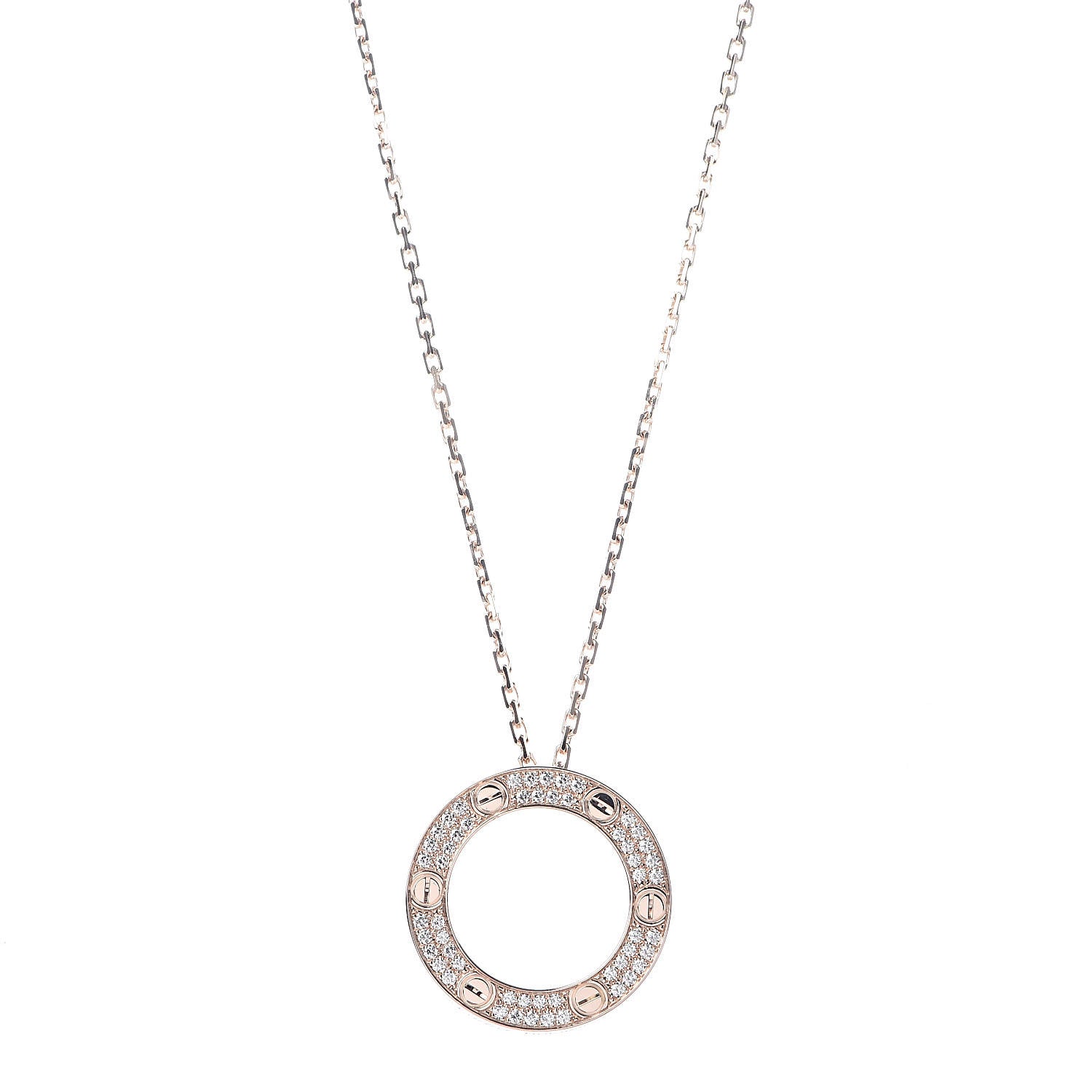 Cartier 18K Pink Gold Diamond LOVE Paved Necklace 1 of 6