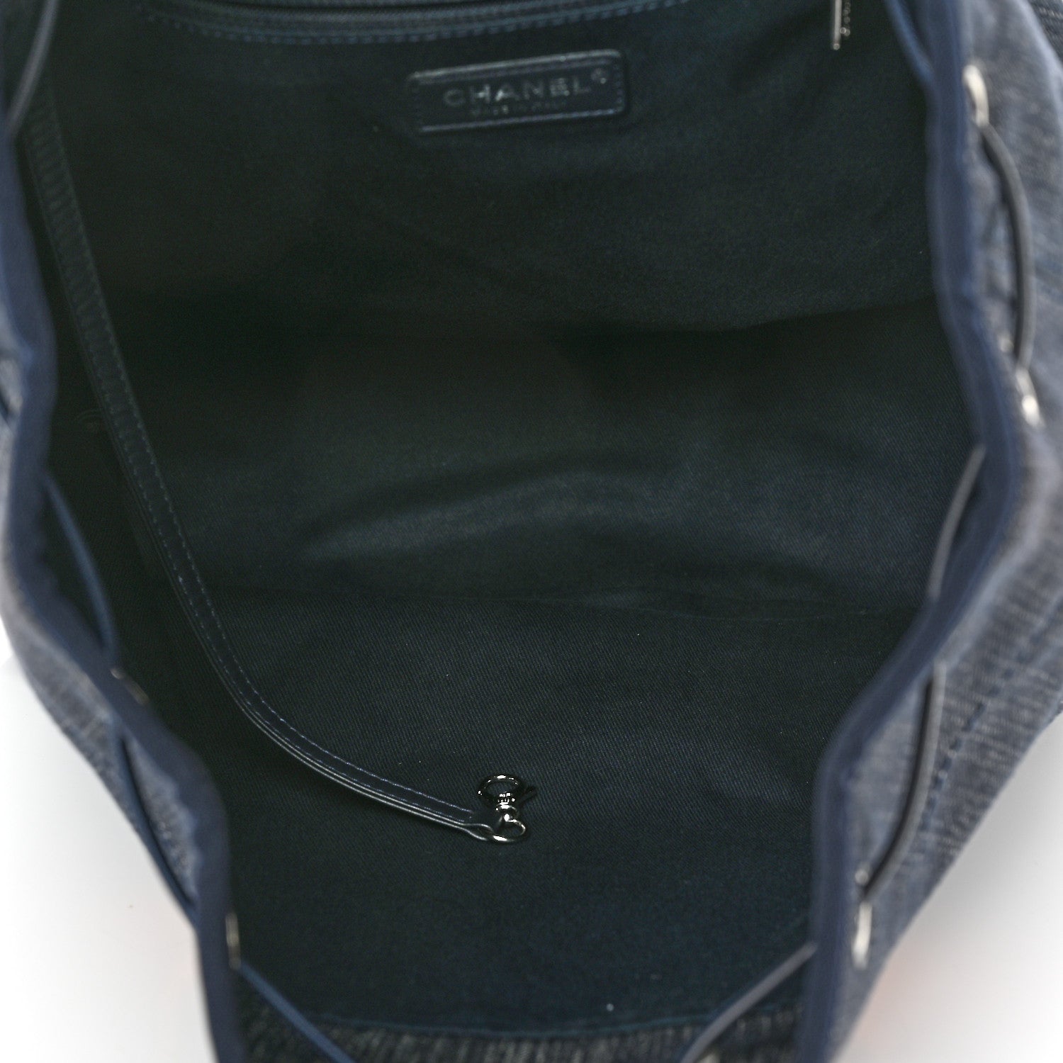 Chanel Denim Deauville Drawstring Bag Blue Orange 5 of 11