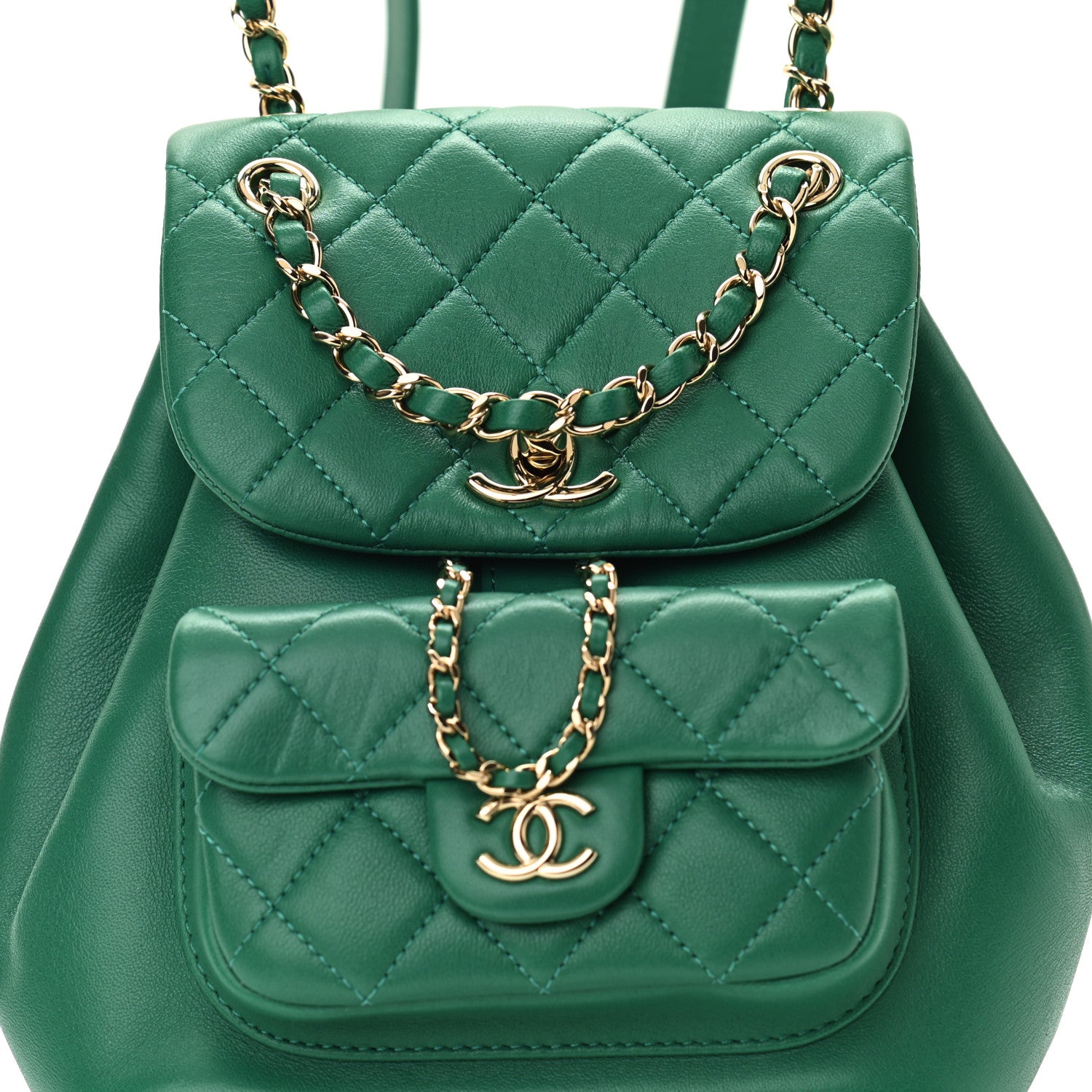 Chanel Lambskin Quilted Small Duma Drawstring Backpack Green 8 of 11