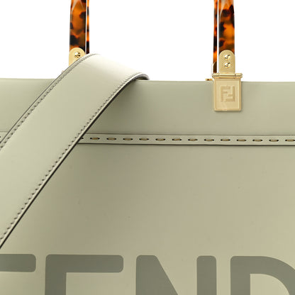 Fendi Vitello King Plexiglass Logo Embossed Medium Fendi Sunshine Shopper Tote Green Tea 7 of 13