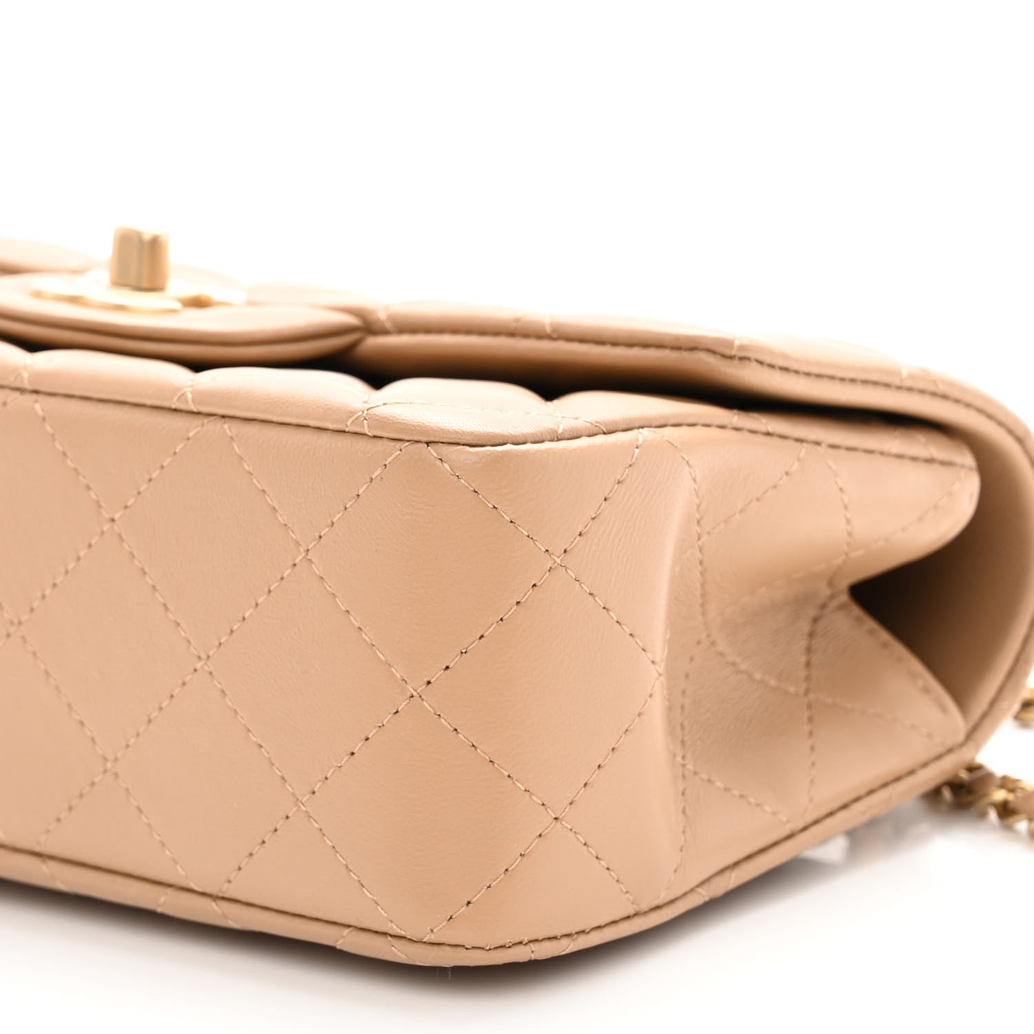 Chanel Lambskin Quilted Mini Top Handle Rectangular Flap Beige 10 of 11
